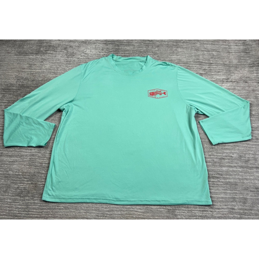 Ocean + Coast Shirt Mens XXL Mint Green Live Free Fish Skeleton Performance Tee